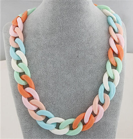 Colorful Chunky Chain Necklace for Women - Harajuku Style