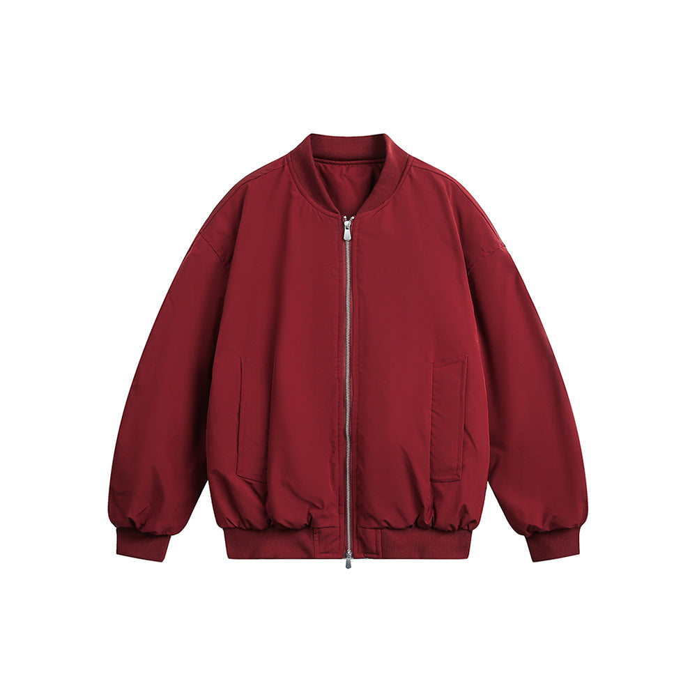 Solid Color Jacket - Loose Fit Cotton Jacket