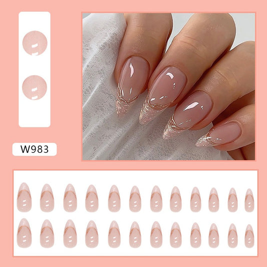Playful Pearlescent Almond Nail - Irregular French Manicure