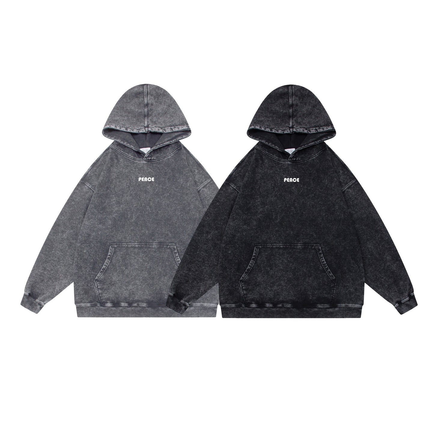 Washed Distressed Letter Print Loose Hoodie