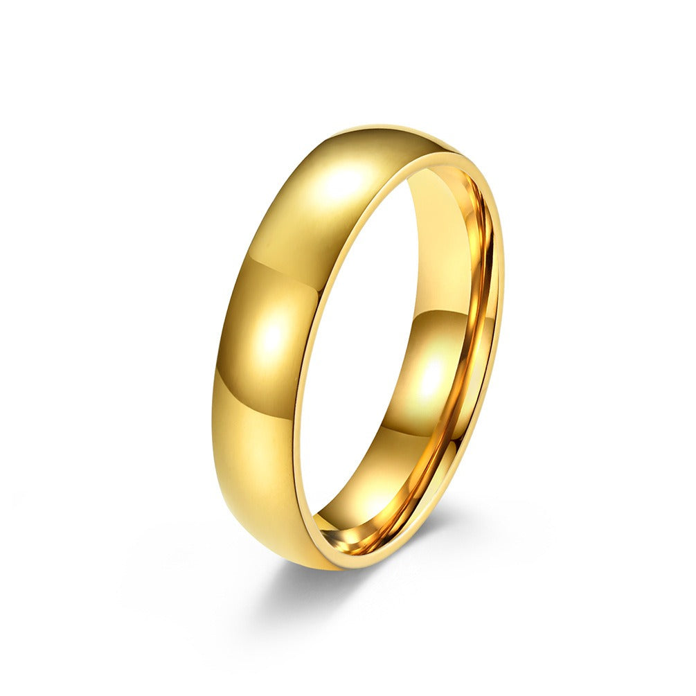 Glossy Gold Plated Curved Titanium Steel Couple Tail Ring
