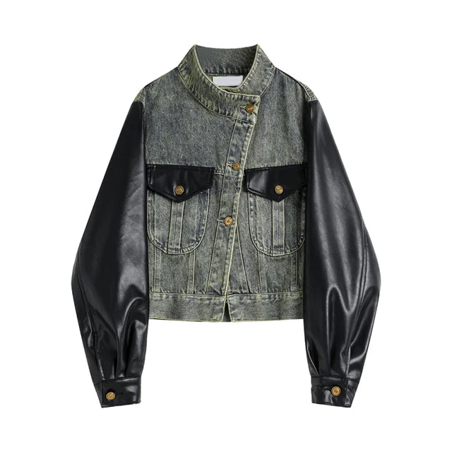 Harajuku Style Women's Patchwork Denim Coat