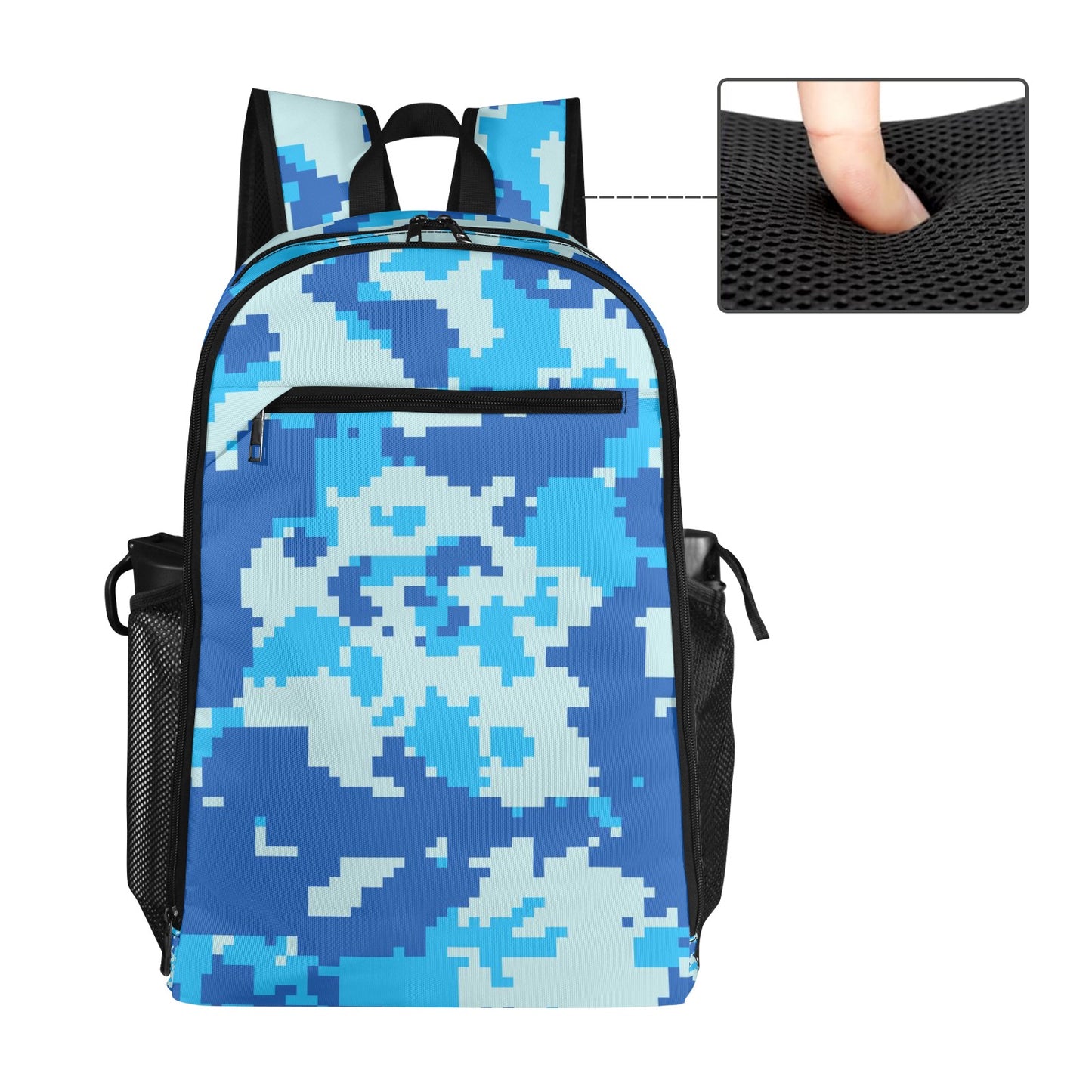 Light Blue Digital Camo All Over Print Leisure Sports Backpack