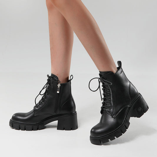 Playful Short Boots with Thick High Heels