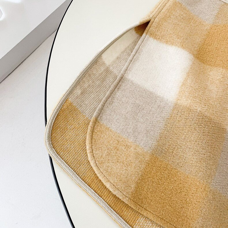 Harajuku Color Stitching Plaid Mid-Length Coat