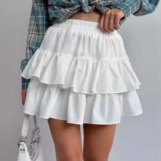 Harajuku-Inspired Double-Layer High-Waisted Pleated Skirt