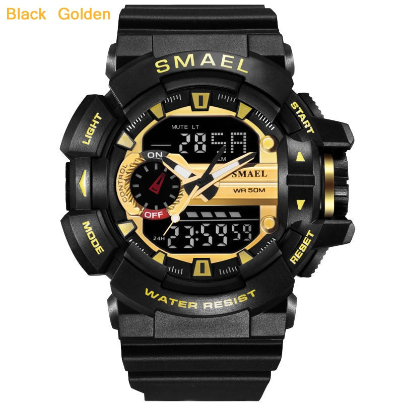 Men's Military Sports Watch - Dual Display Waterproof LED