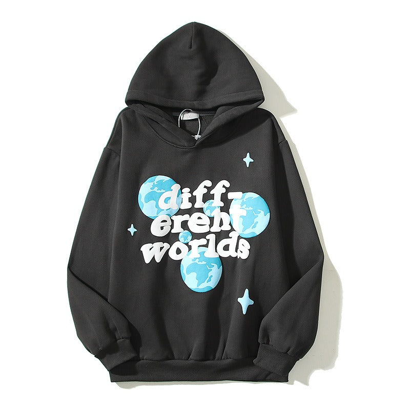 Harajuku Retro Graffiti Letter Print Hoodie