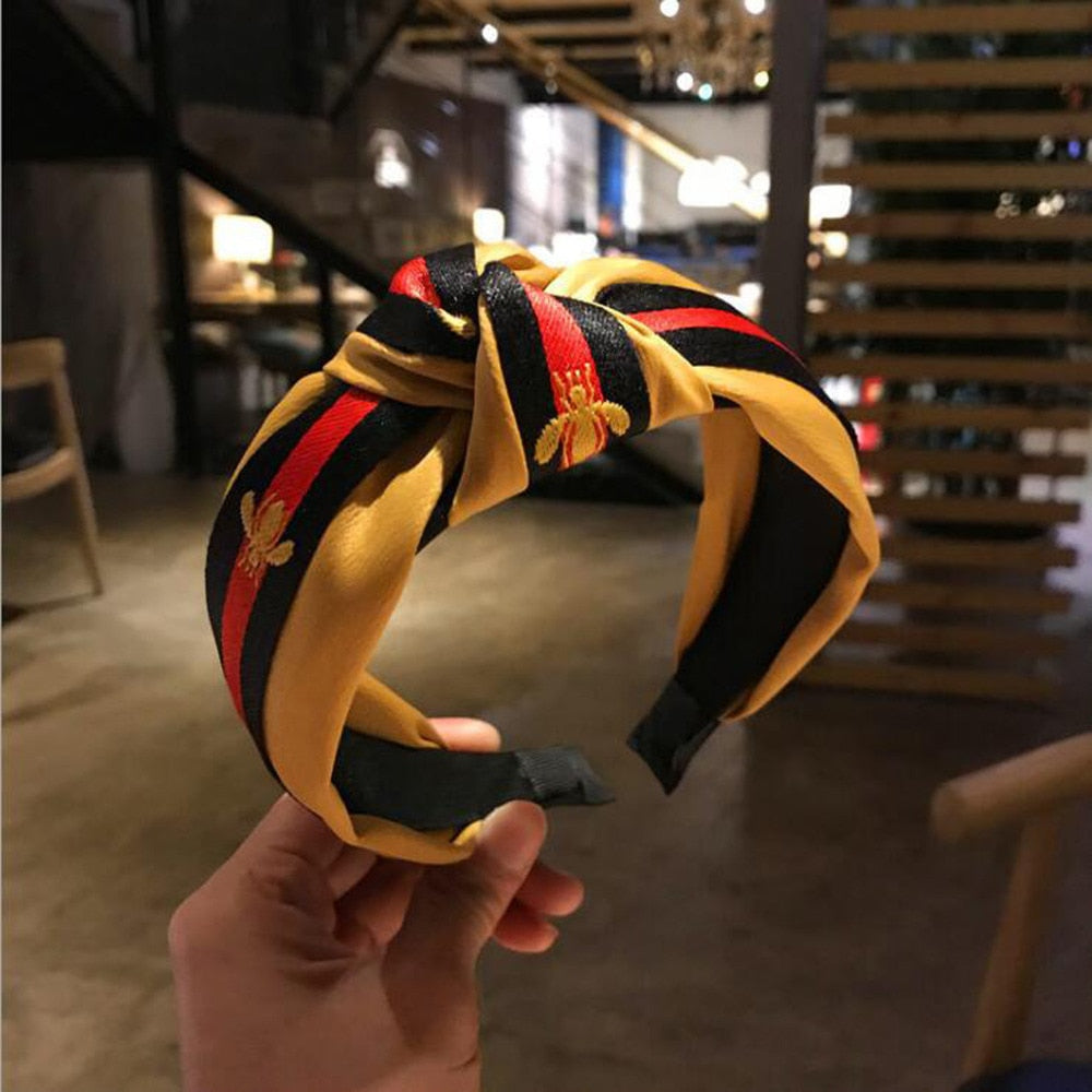 Stylish Striped Bee Pattern Turban Hairband for Women