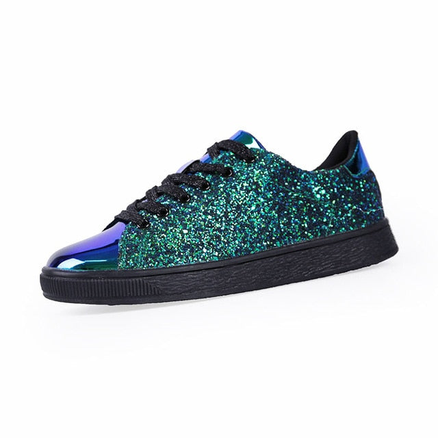Spring Bling Green Sneakers for Women
