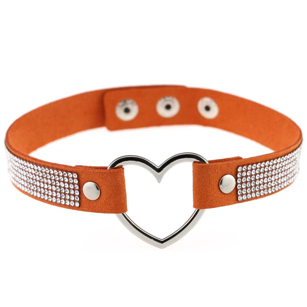 Harajuku Soft Girl Rhinestone Heart Collar Necklace