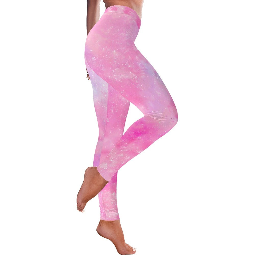 Pink Galaxy Harajuku Women's All-Over Low Rise Leggings