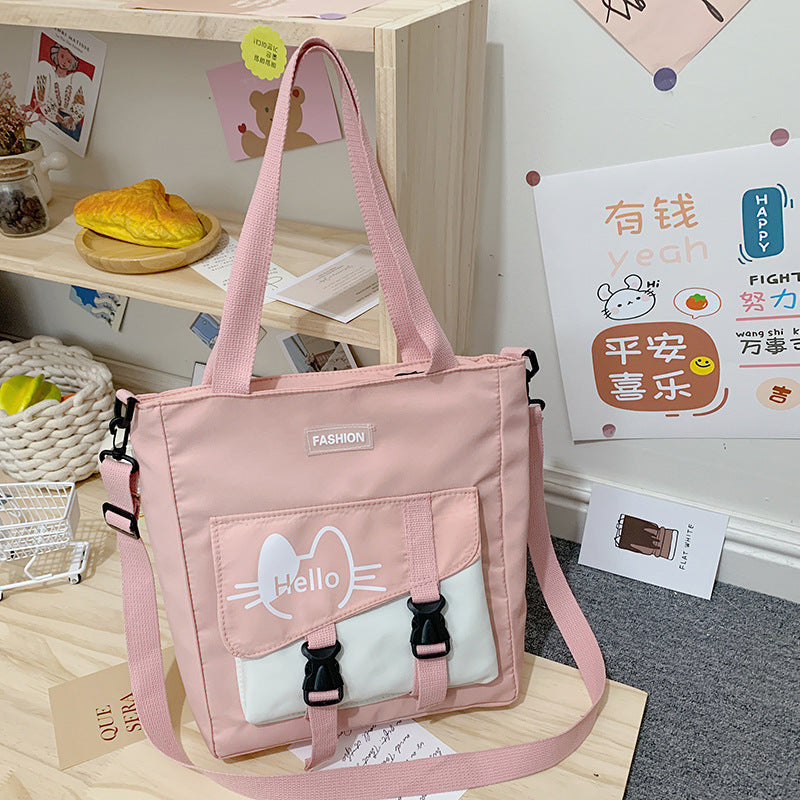 Harajuku Style Canvas Tote Bag for Students
