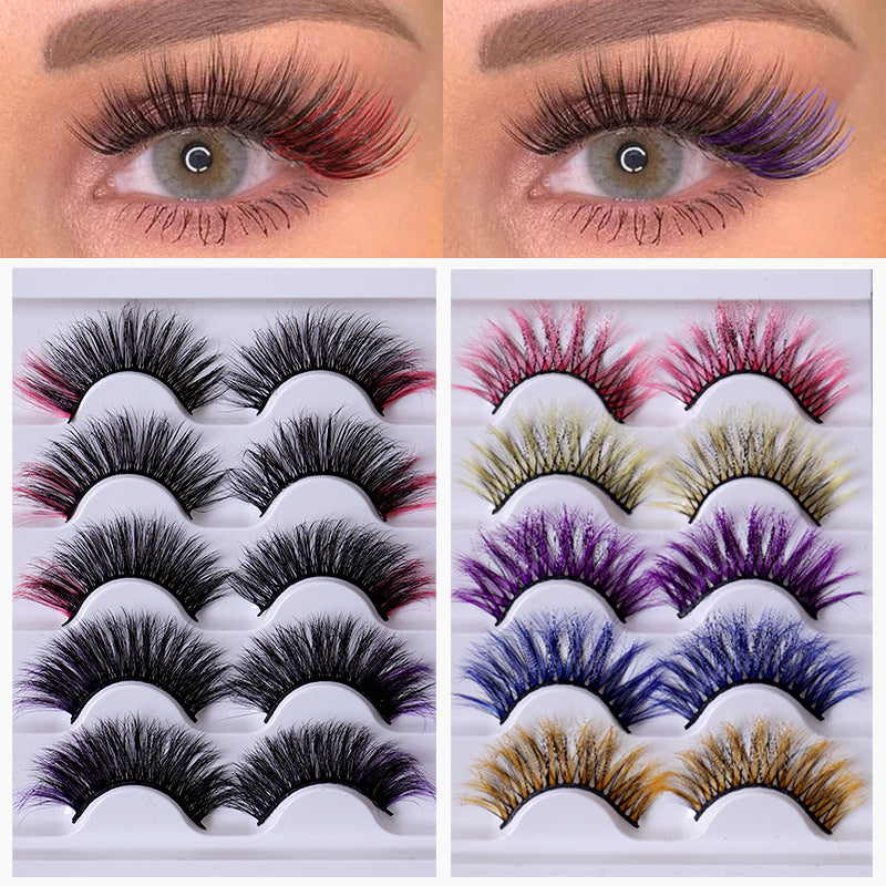 Colorful 8D Fluffy Multi-Layer Mink Eyelashes - 5 Pairs
