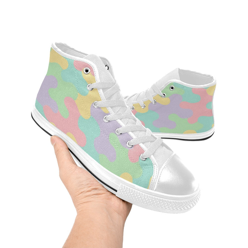 Harajuku Pastel Rainbow Camo High Top Shoes