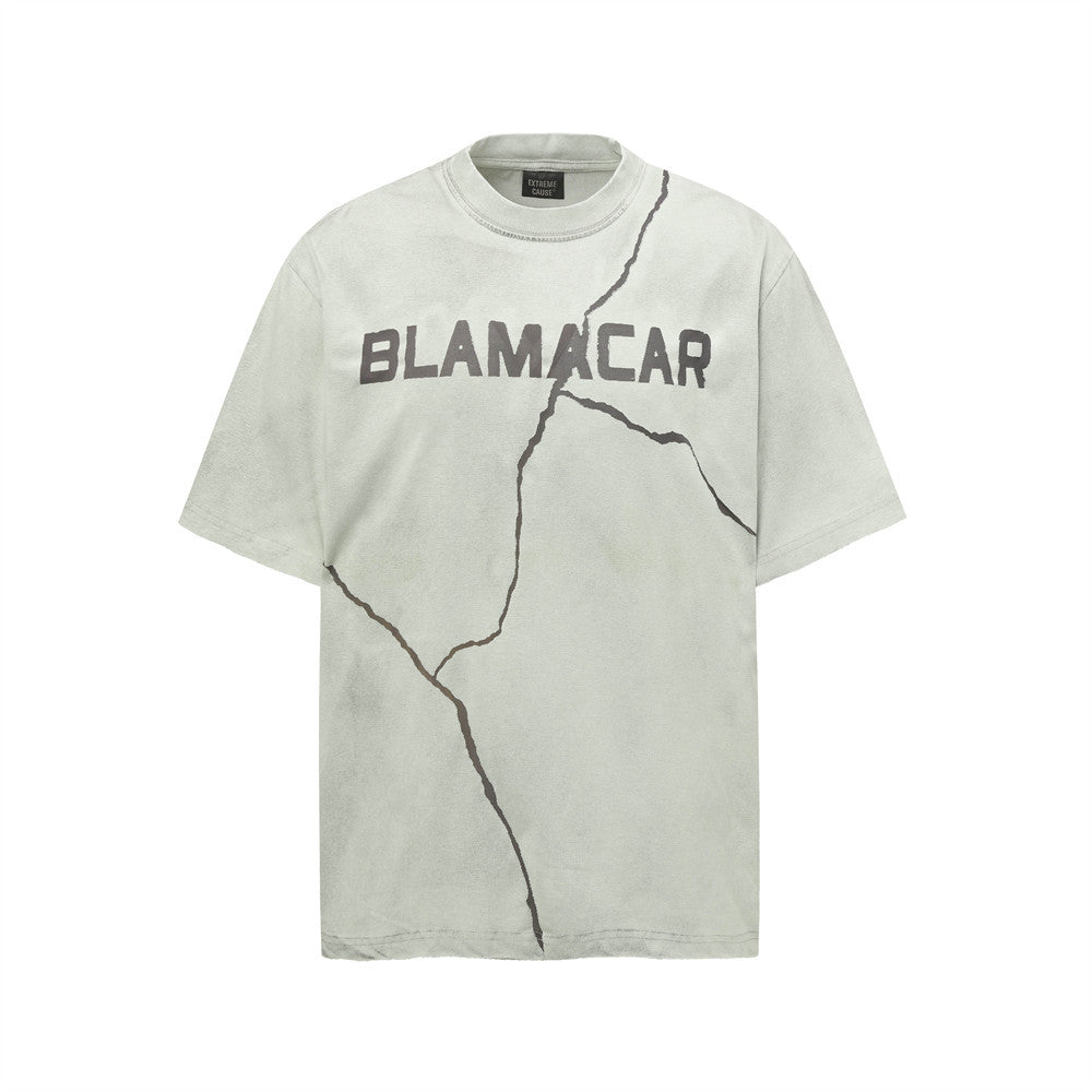 Retro Lettered Vintage T-Shirt for Men - Summer Street Style