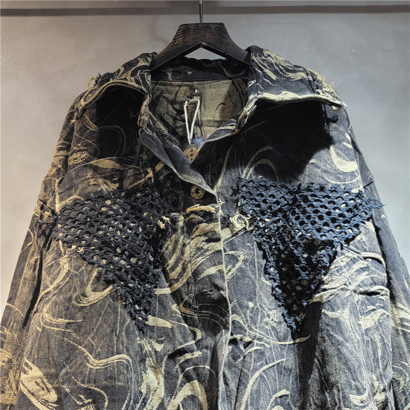 Harajuku Style Long Sleeve Tweed Edge Denim Jacket