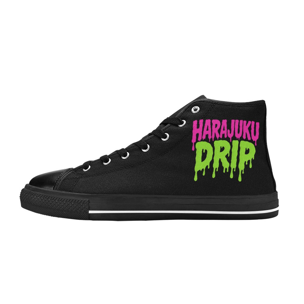 Harajuku Drip Neon Logo High Top Canvas Women's Shoes