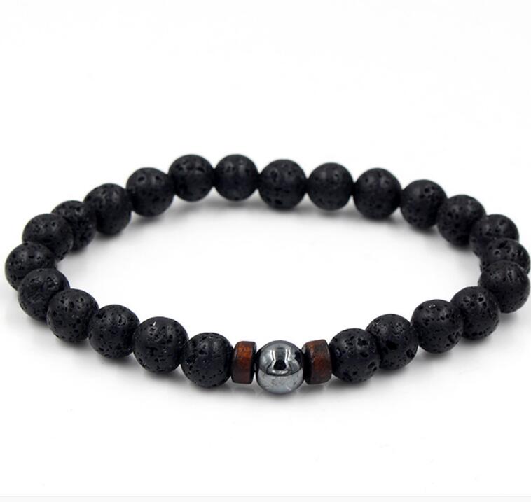 Men's Natural Moonstone & Lava Stone Buddha Bracelet