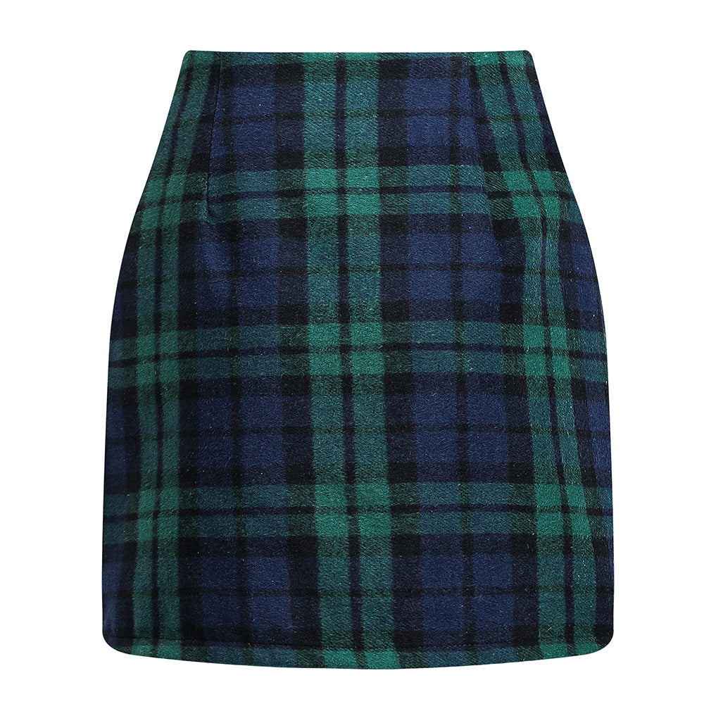 Women's High Waisted Plaid Pencil Skirt - Harajuku Style