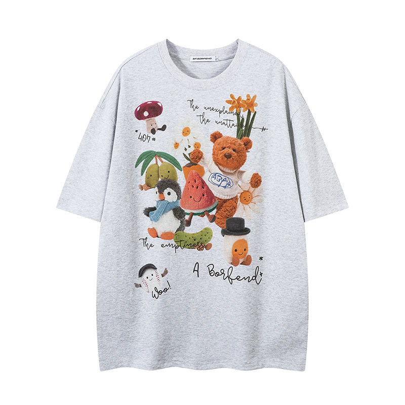 Playful Penguin Print Short Sleeve T-Shirt for Men