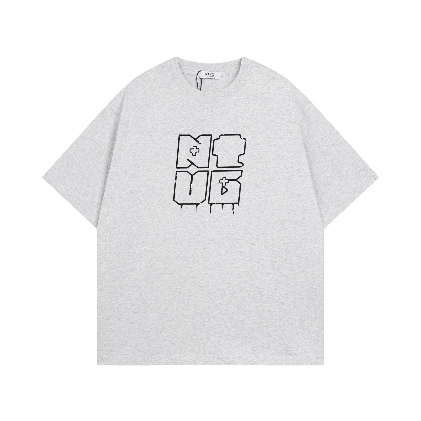 Salt-Washed Letter Print Short Sleeve T-Shirt for Men