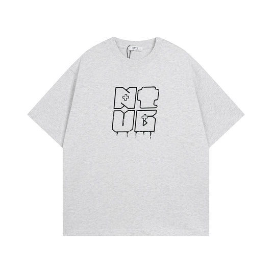 Salt-Washed Letter Print Short Sleeve T-Shirt for Men