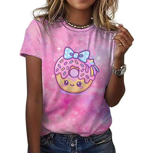 Harajuku Donut Galaxy Women's 100% Cotton T-Shirt
