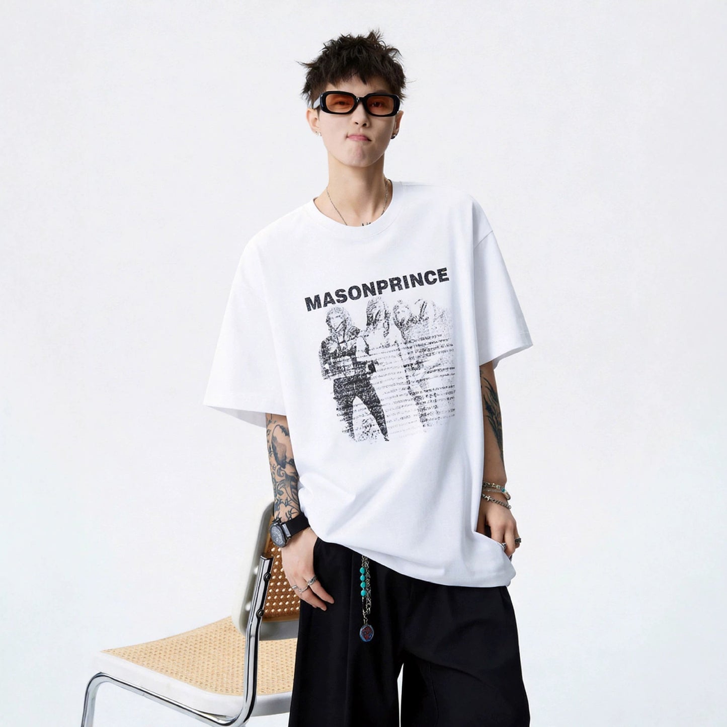 Cotton Short Sleeve T-Shirt for Men — Harajuku-Inspired Loose Fit Letter Tee