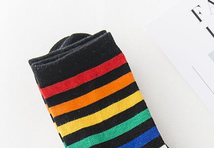 Rainbow Striped Funny Short Socks for Women