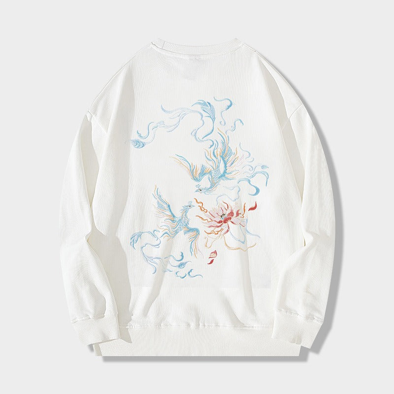 Harajuku Style Phoenix Embroidered Sweatshirt for Men