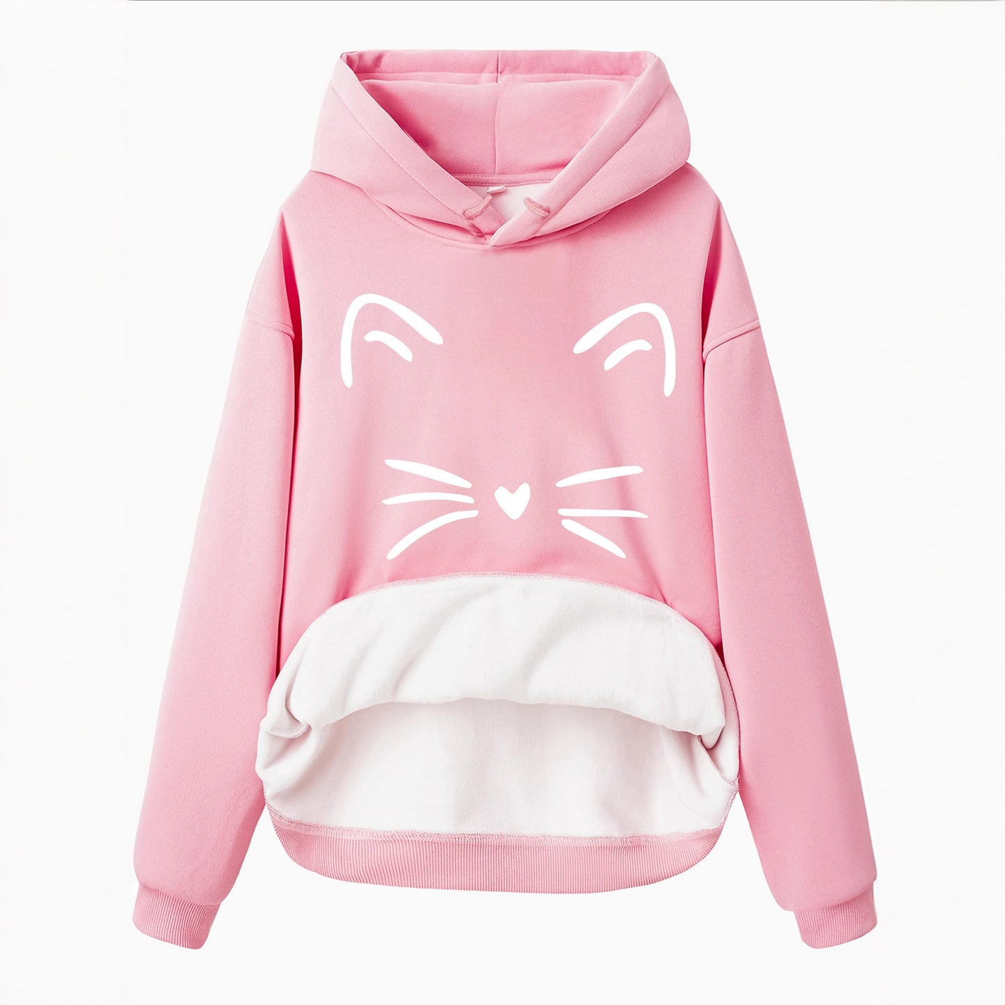 Hooded Long-Sleeve Fleece Hoodie with Kangaroo Pocket