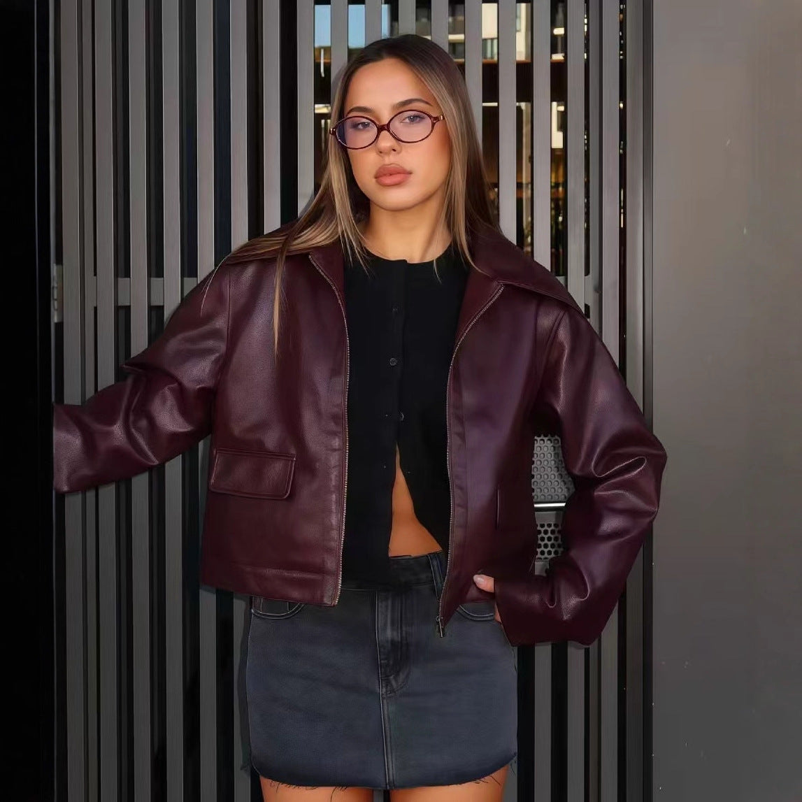 Versatile  Leather Short Motorcycle Jacket