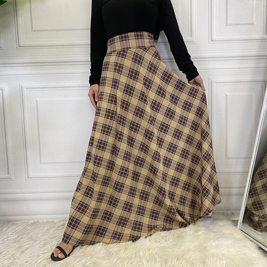 Playful Scottish Plaid Midi Skirt for Harajuku Style