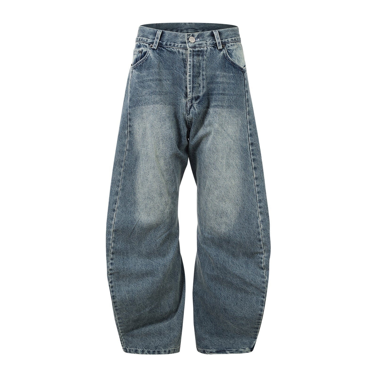 Harajuku-Style Washed Blue Denim Loose Fit Jeans