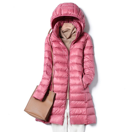 Harajuku-Style Women's Oversized Mid-Length Down Jacket