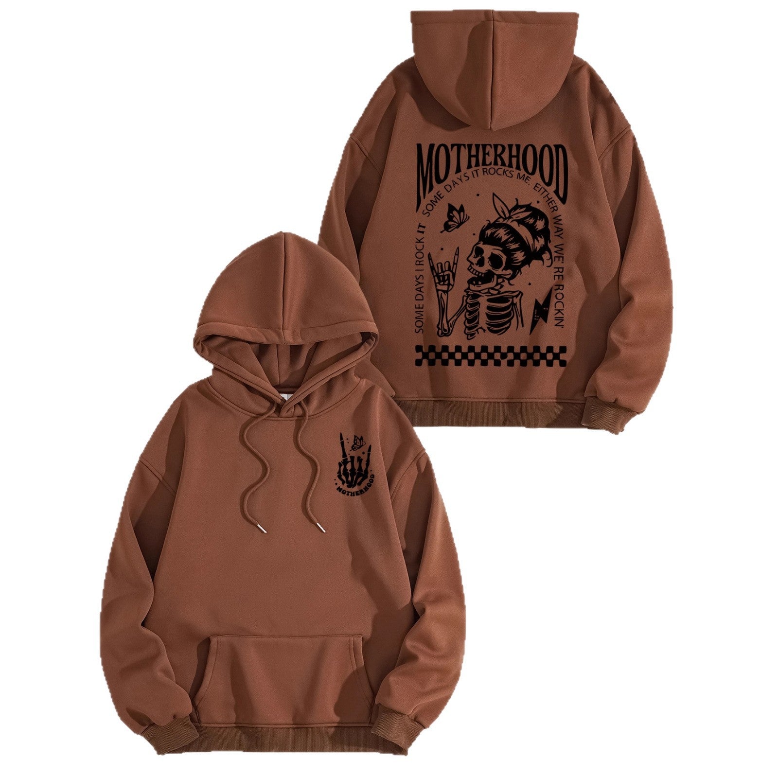 Printed Hoodie with Mother-Themed Pattern