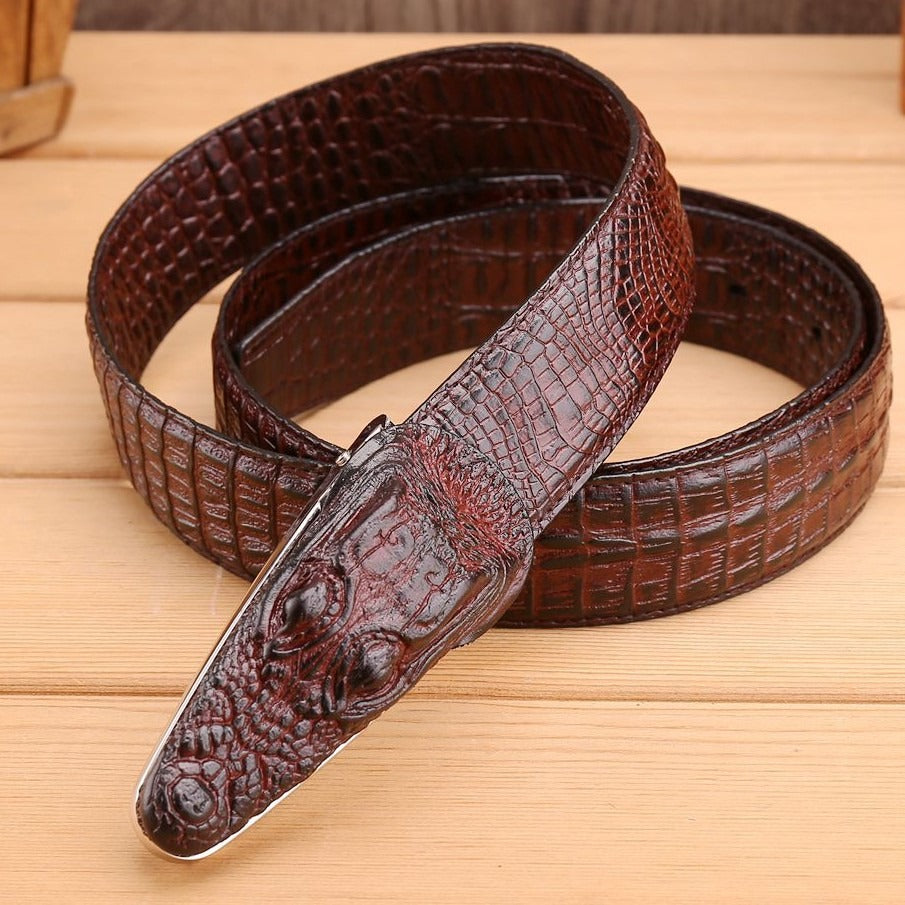 Luxury Alligator Design Cowhide Leather Crocodile Belt for Men