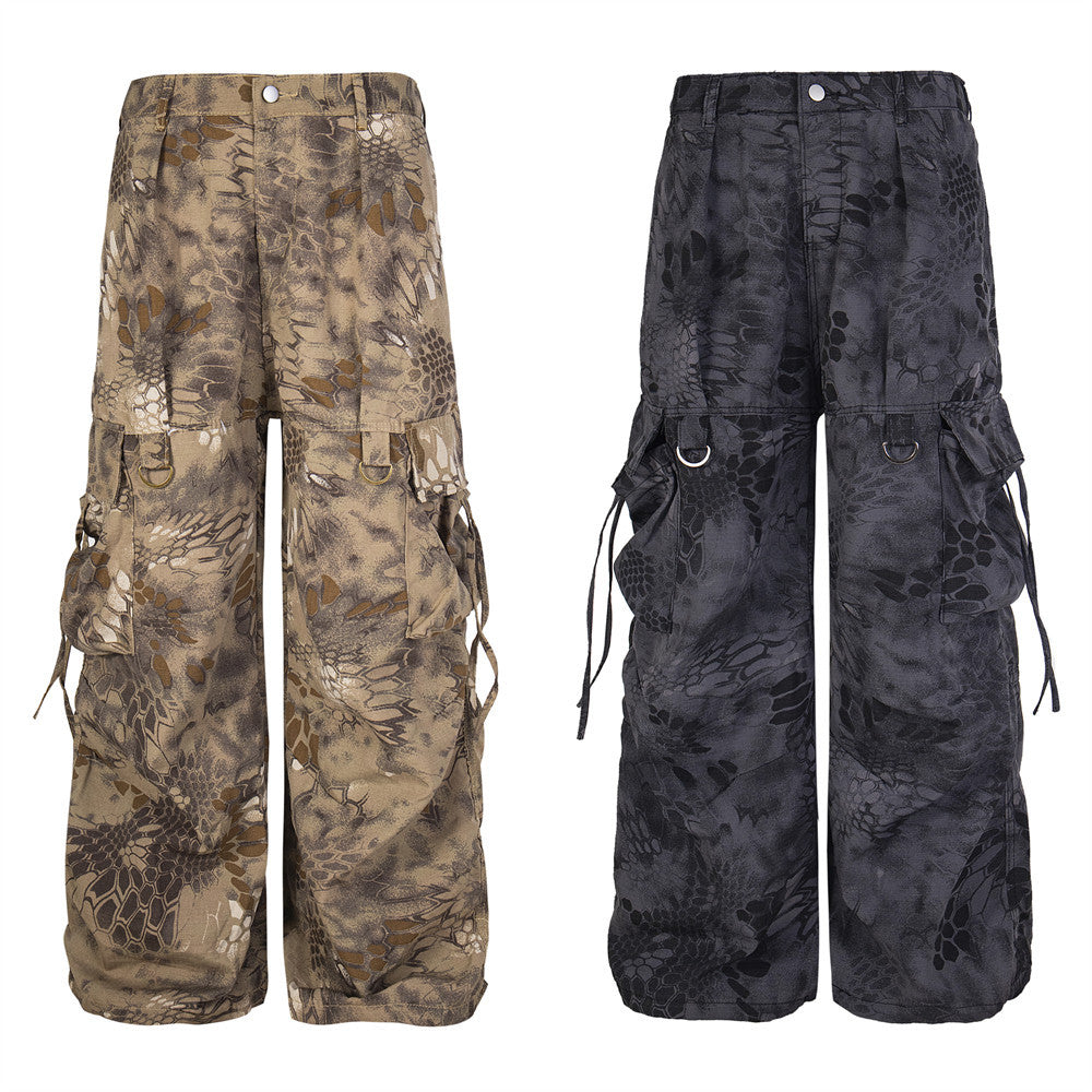 Men's Punk Camouflage Pocket Work Pants - Harajuku Style
