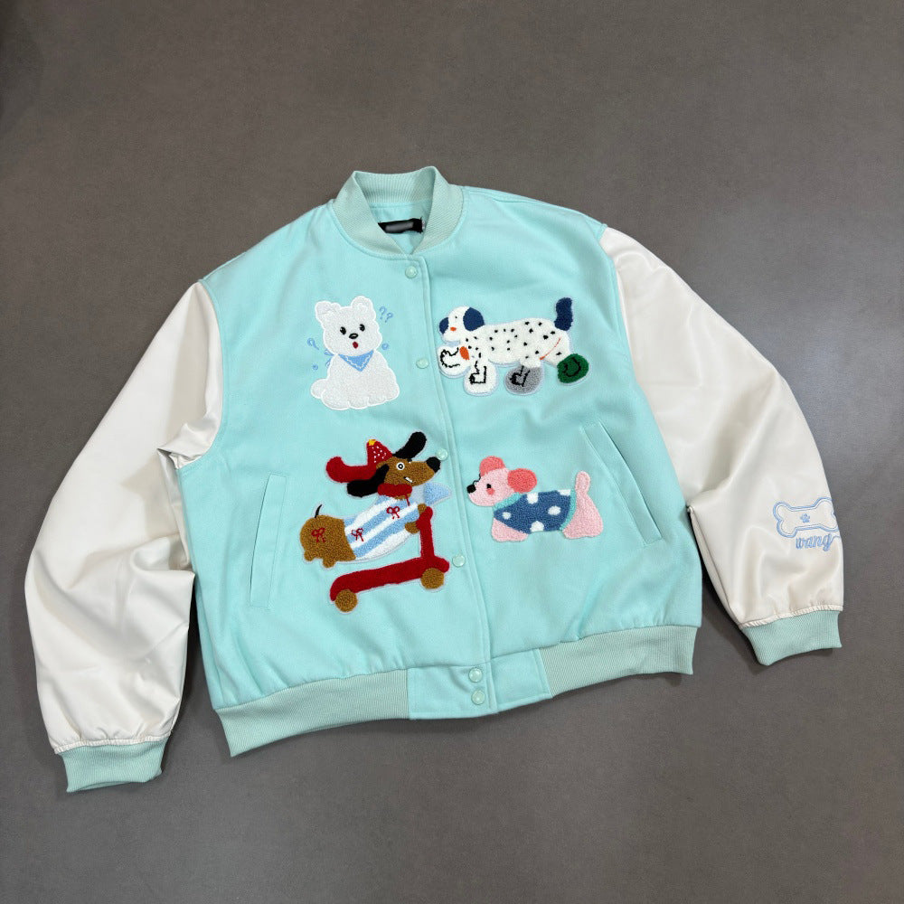Cute Dogs Pattern Varsity Jacket