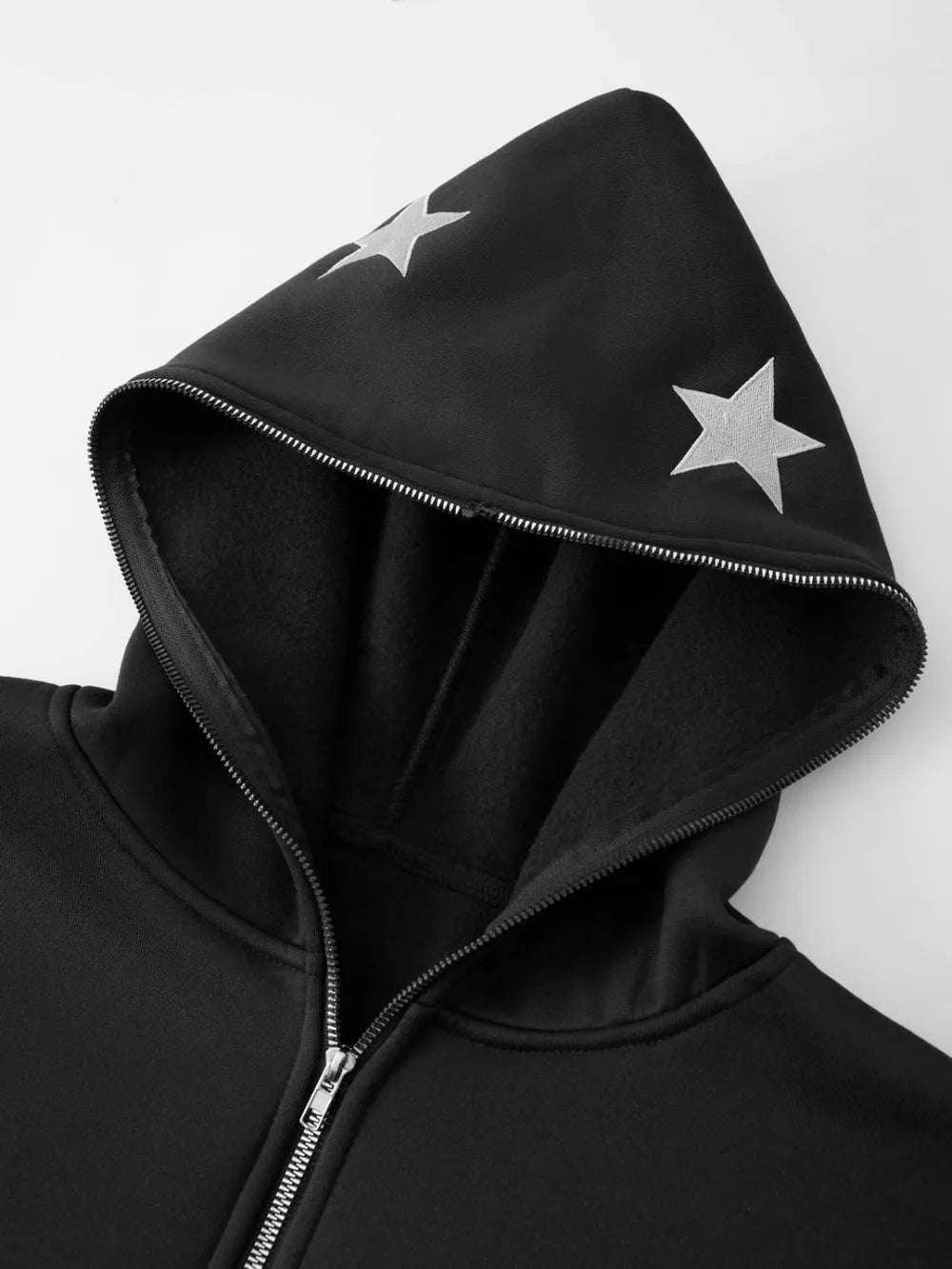Men's Star Embroidery Zip Up Hoodie - Harajuku Style