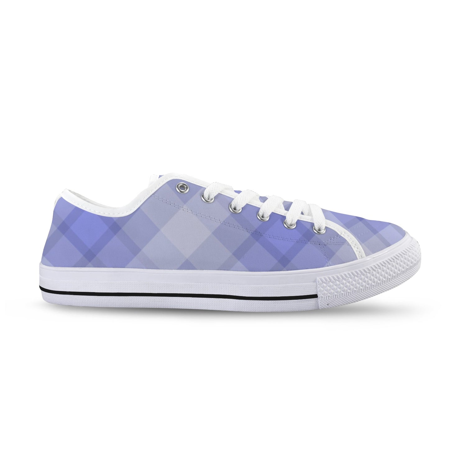 Light Blue Plaid Low Top Women's Shoes