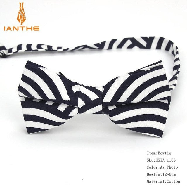 Cotton Vintage Anchor Print Bow Tie