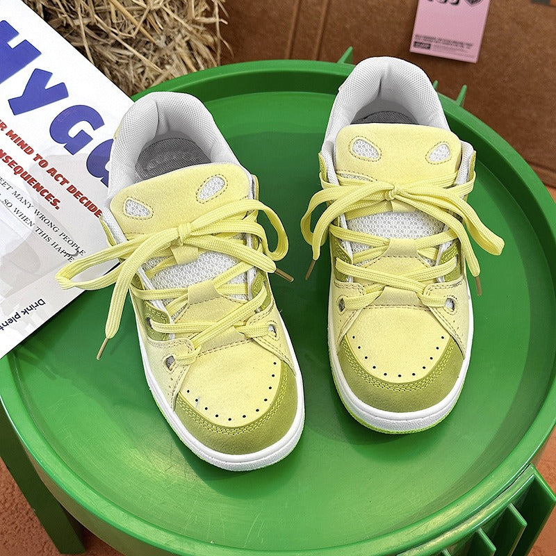 Retro Colorful Bread Shoes - Thick-Soled Skateboard Style