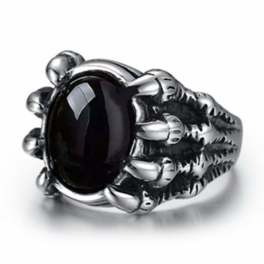Red Black Opal Dragon Claw Ring