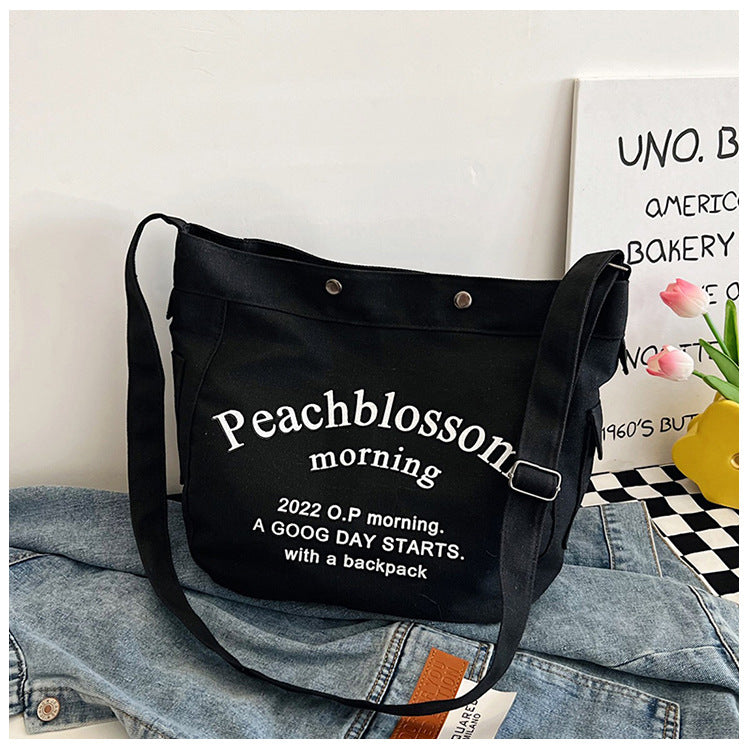 Harajuku Style Letter Canvas Tote Bag for Women