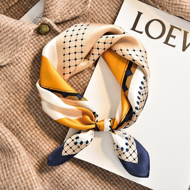 Harajuku Style Silk Scarf - Versatile Autumn Neckband & Headband