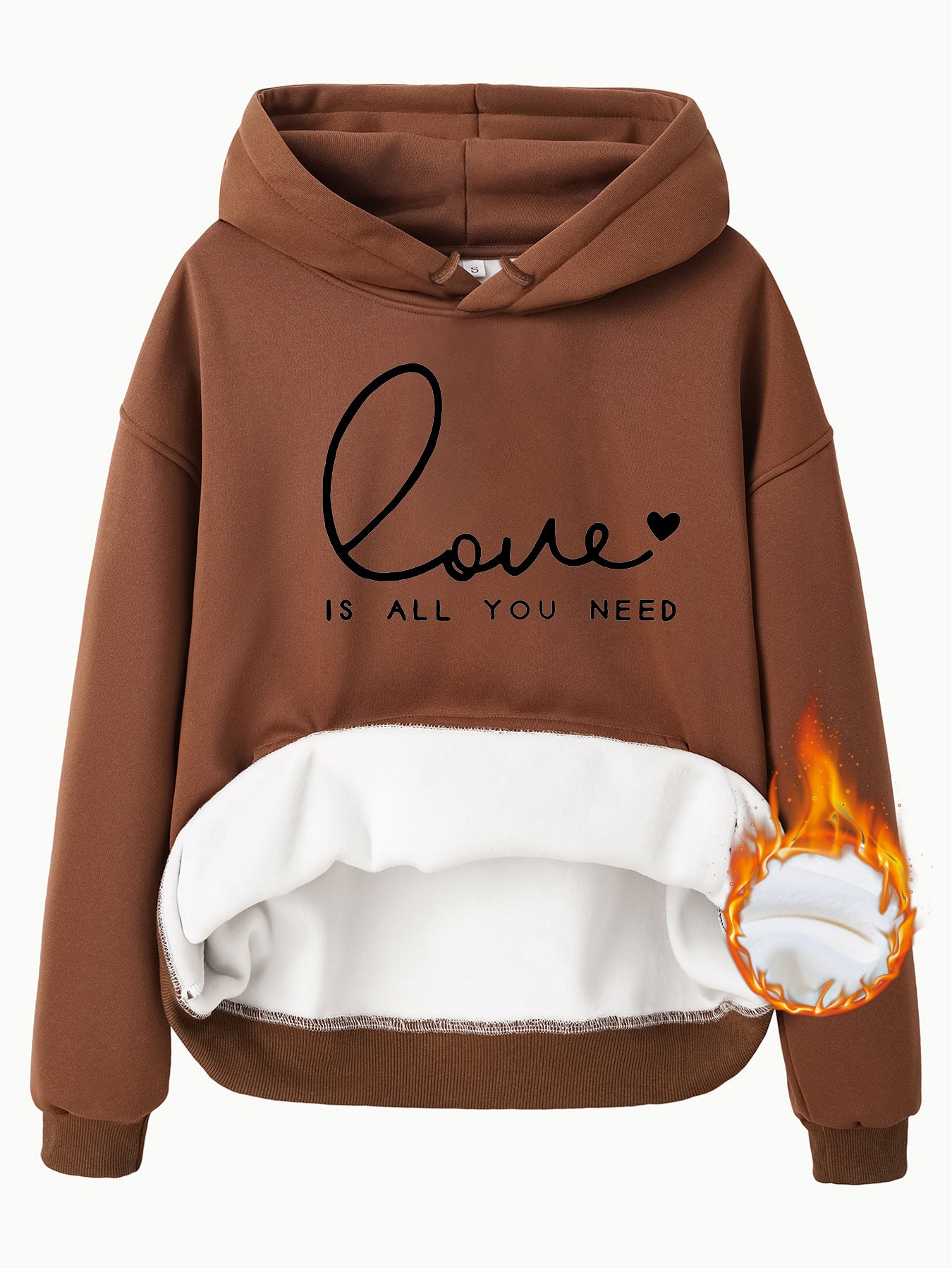 Hooded Long Sleeve Fleece Hoodie Top with IS ALL Print