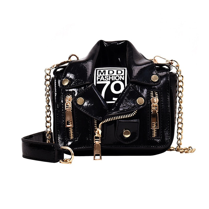 Harajuku Style Motorcycle Bag with Rivets & Zipper