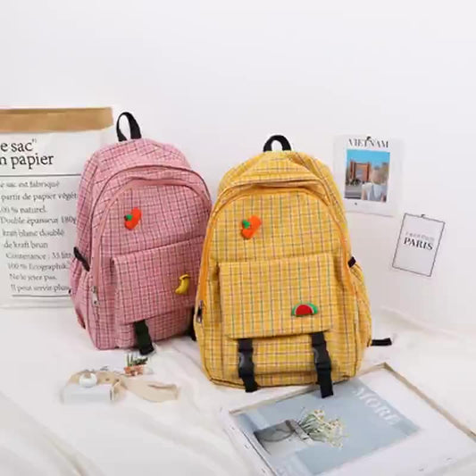 Harajuku Style Plaid Backpack for Girls